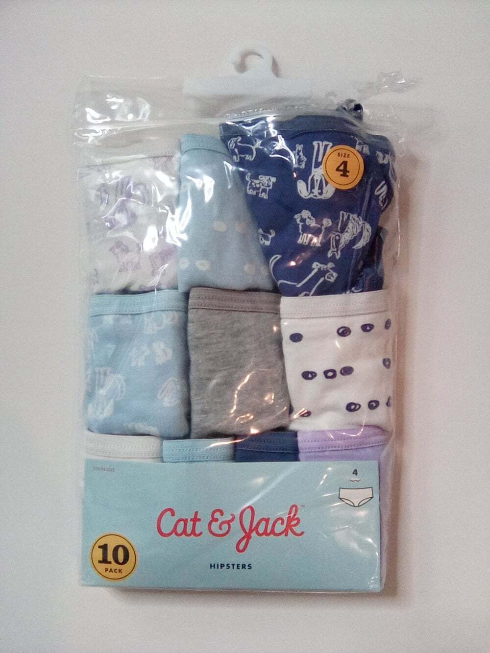 Cat & Jack Girls' Hipster Underwear Size 4, 10 Pack, NEW, 100% Cotton